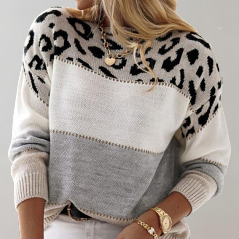 LEIA | Pulover casual cu imprimeu leopard